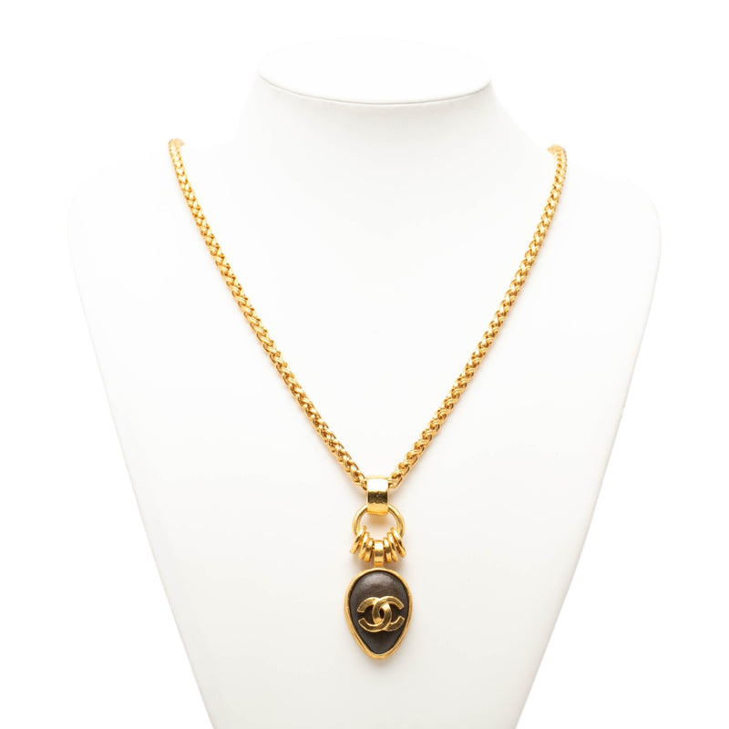 CC Gold Plated Wood Pendant Necklace - Image 6