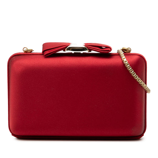Satin Vara Bow Evening Clutch on Chain - Image 1