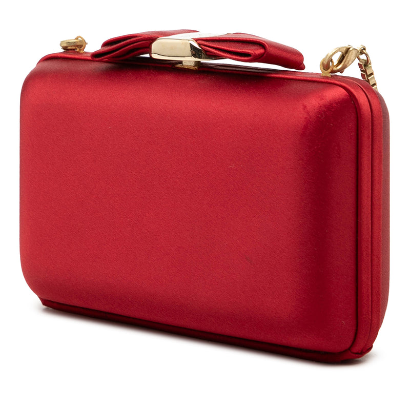Satin Vara Bow Evening Clutch on Chain - Image 2