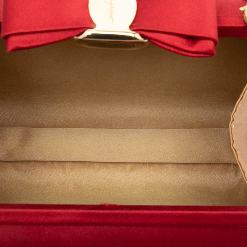 Satin Vara Bow Evening Clutch on Chain - Image 4