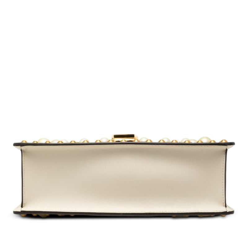 Small Studded and Pearl Embellished Calfskin Web Sylvie Satchel - Image 3