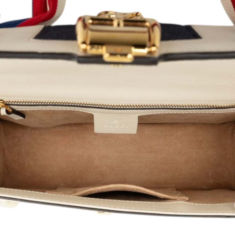 Small Studded and Pearl Embellished Calfskin Web Sylvie Satchel - Image 4