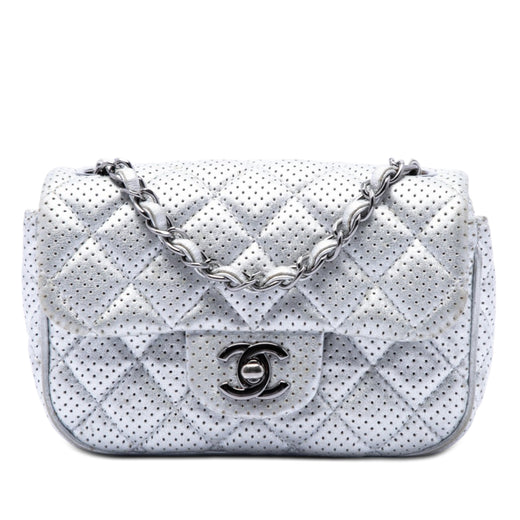 Mini Square Classic Perforated Lambskin Single Flap - Image 1