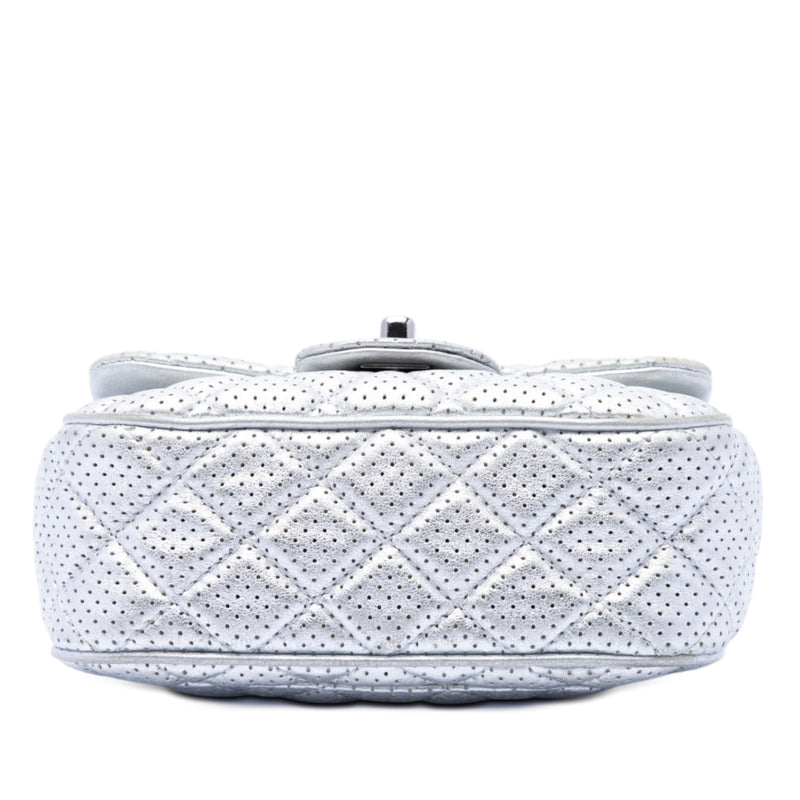 Mini Square Classic Perforated Lambskin Single Flap - Image 3