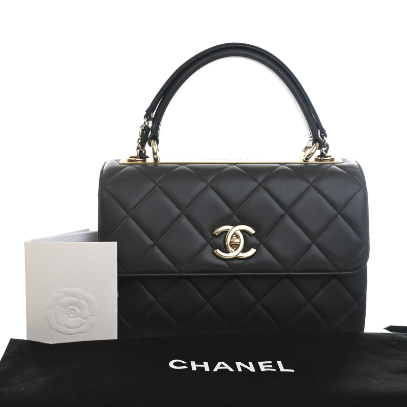 Small Quilted Lambskin Trendy CC Top Handle Flap - Image 15