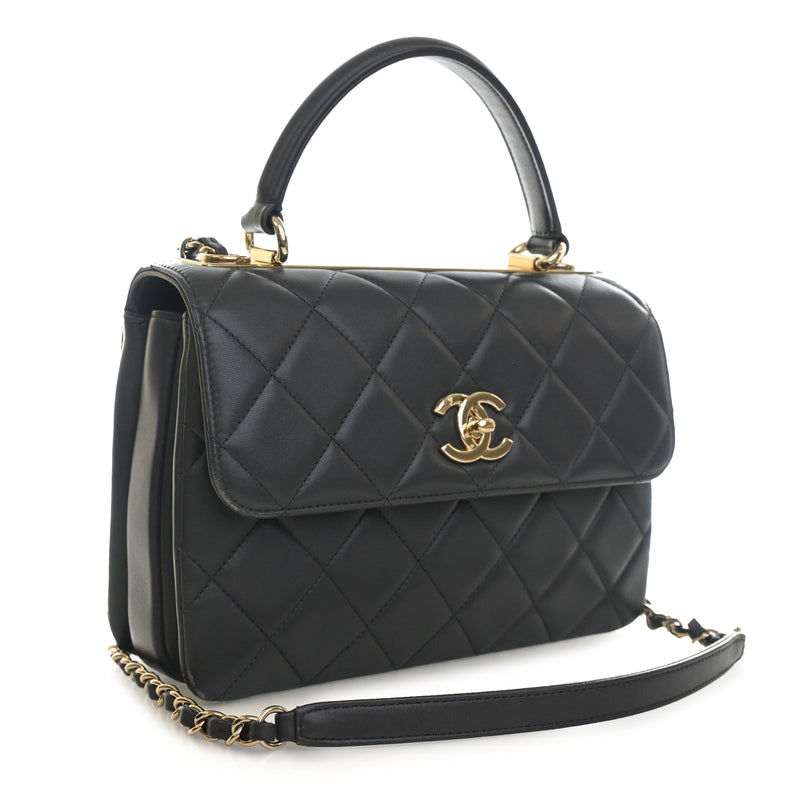 Small Quilted Lambskin Trendy CC Top Handle Flap - Image 6