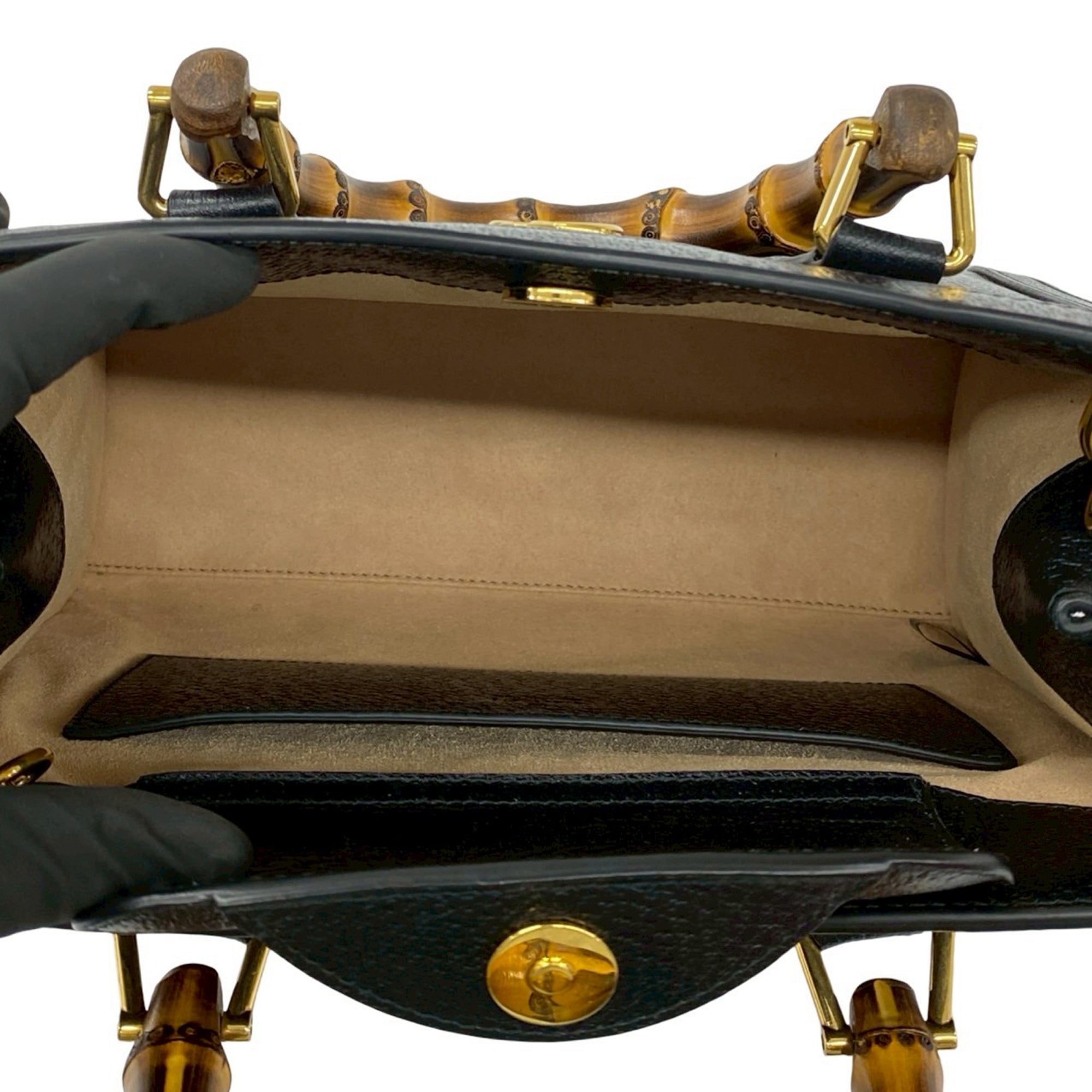 Medium Leather Bamboo Diana Satchel - Image 3