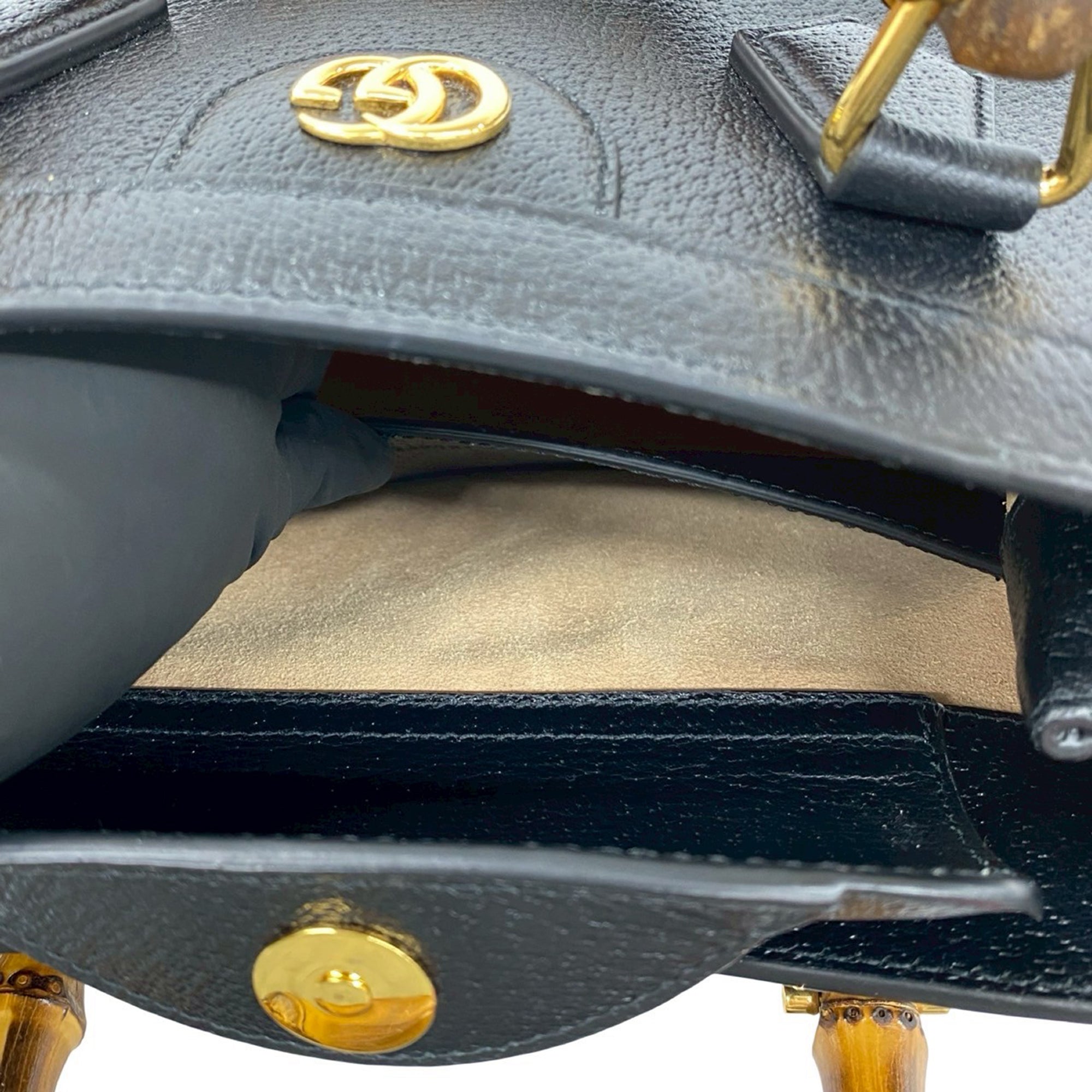Medium Leather Bamboo Diana Satchel - Image 4