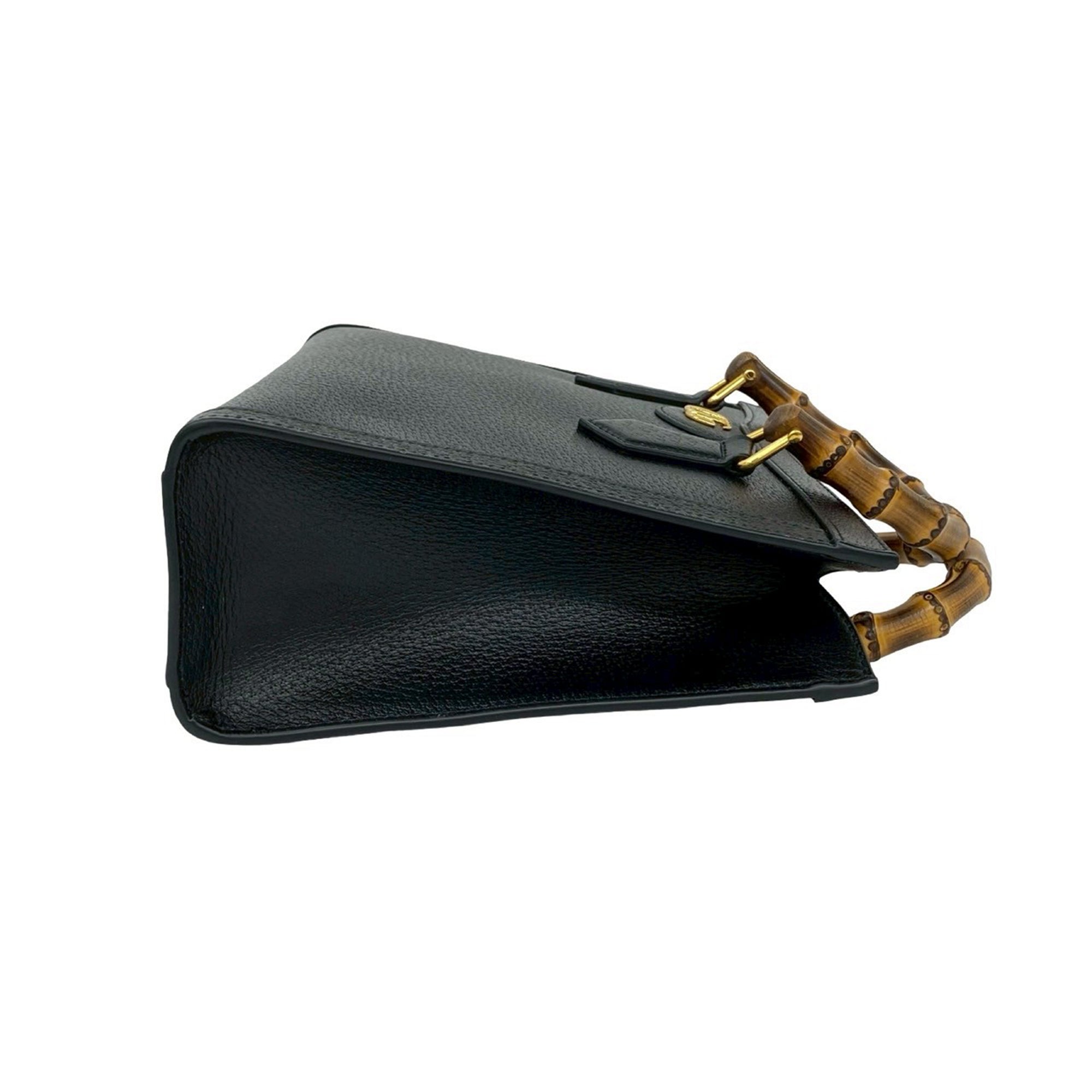 Medium Leather Bamboo Diana Satchel - Image 6