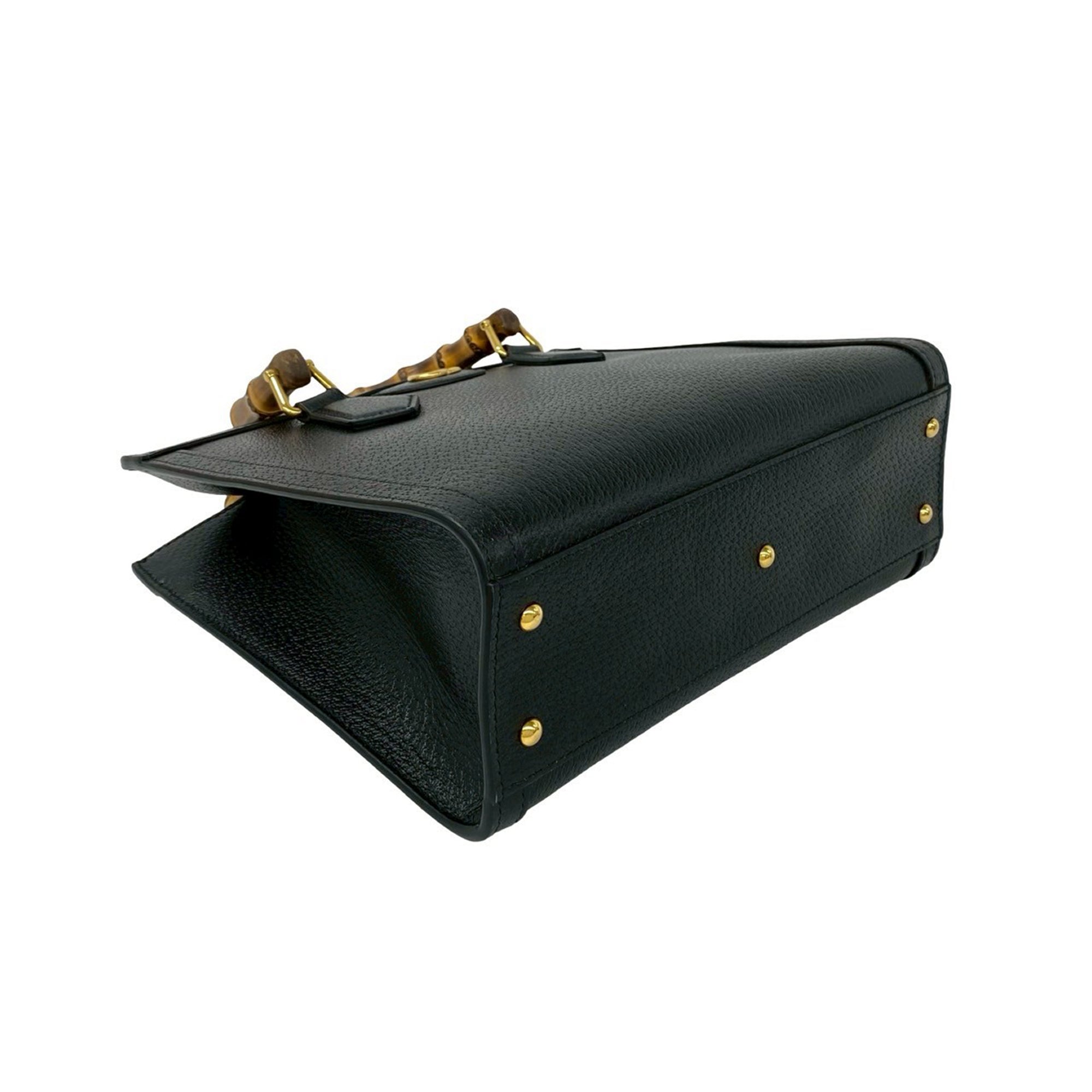 Medium Leather Bamboo Diana Satchel - Image 7