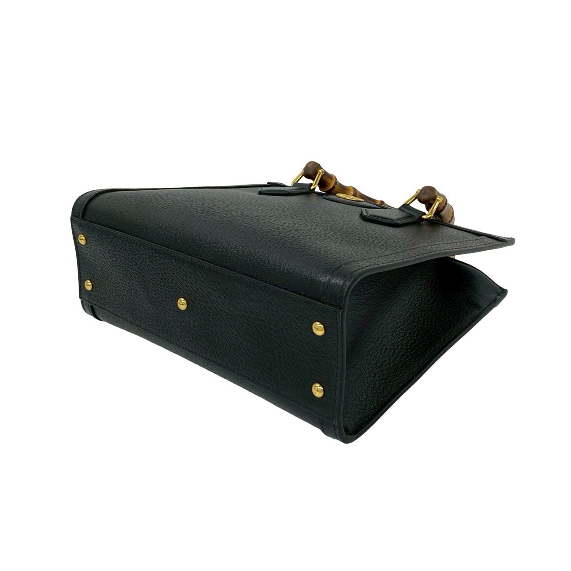 Medium Leather Bamboo Diana Satchel - Image 8