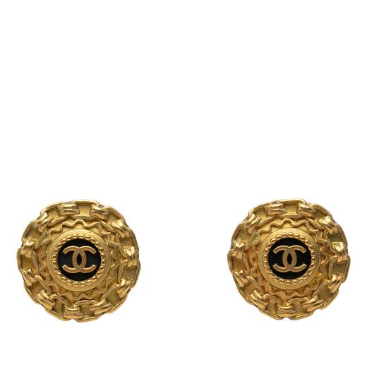 CC Gold Plated Enamel Clip On Earrings - Image 1