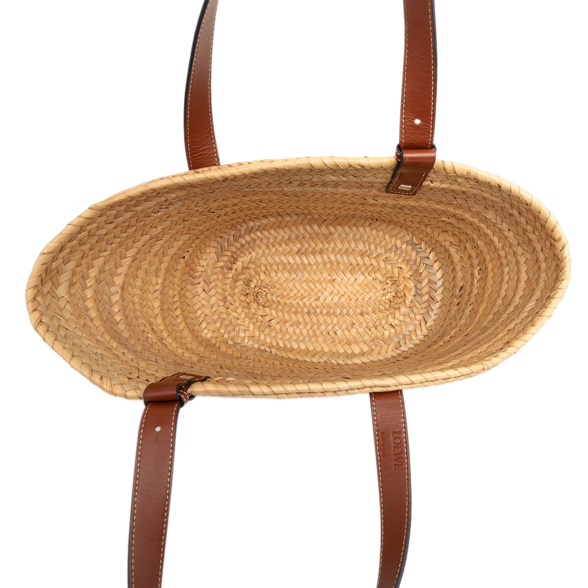 Medium Floral Embroidered Raffia Basket Tote - Image 4