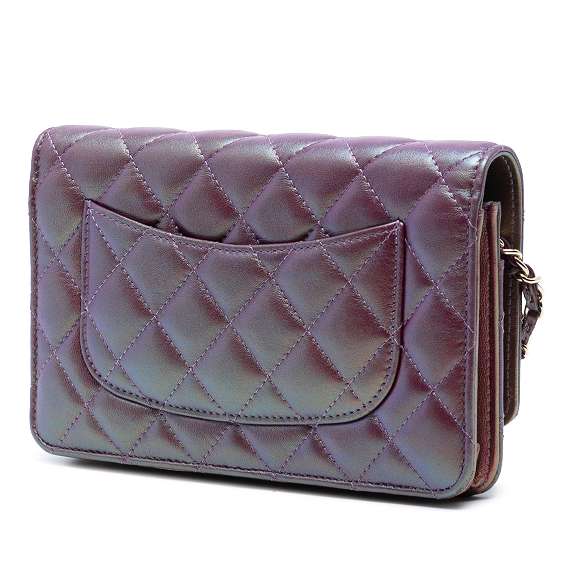 CC Quilted Iridescent Lambskin Wallet on Chain - Image 2