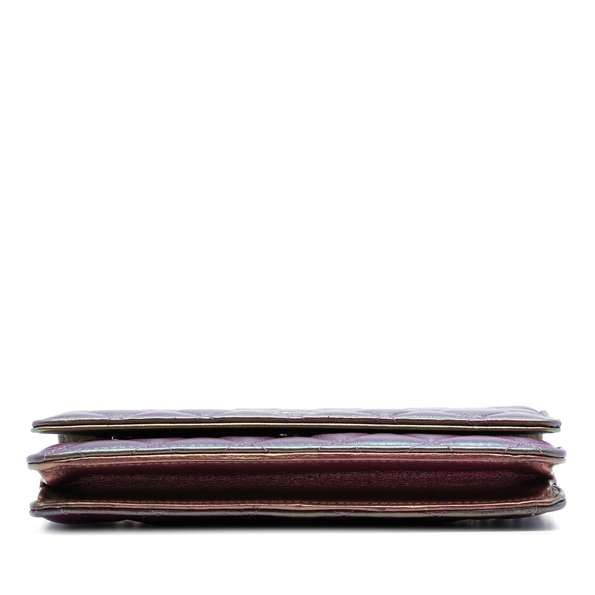CC Quilted Iridescent Lambskin Wallet on Chain - Image 3