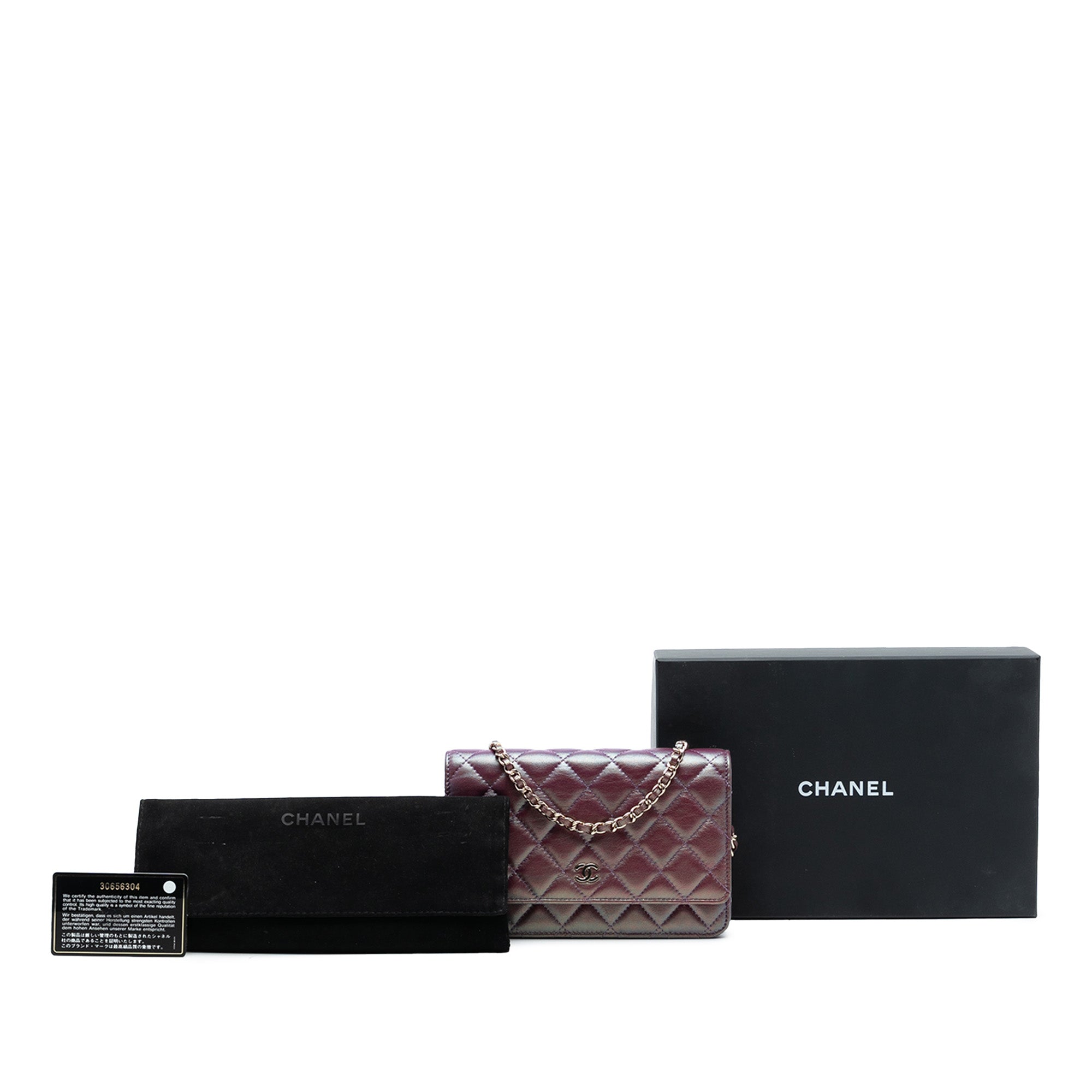 CC Quilted Iridescent Lambskin Wallet on Chain - Image 8