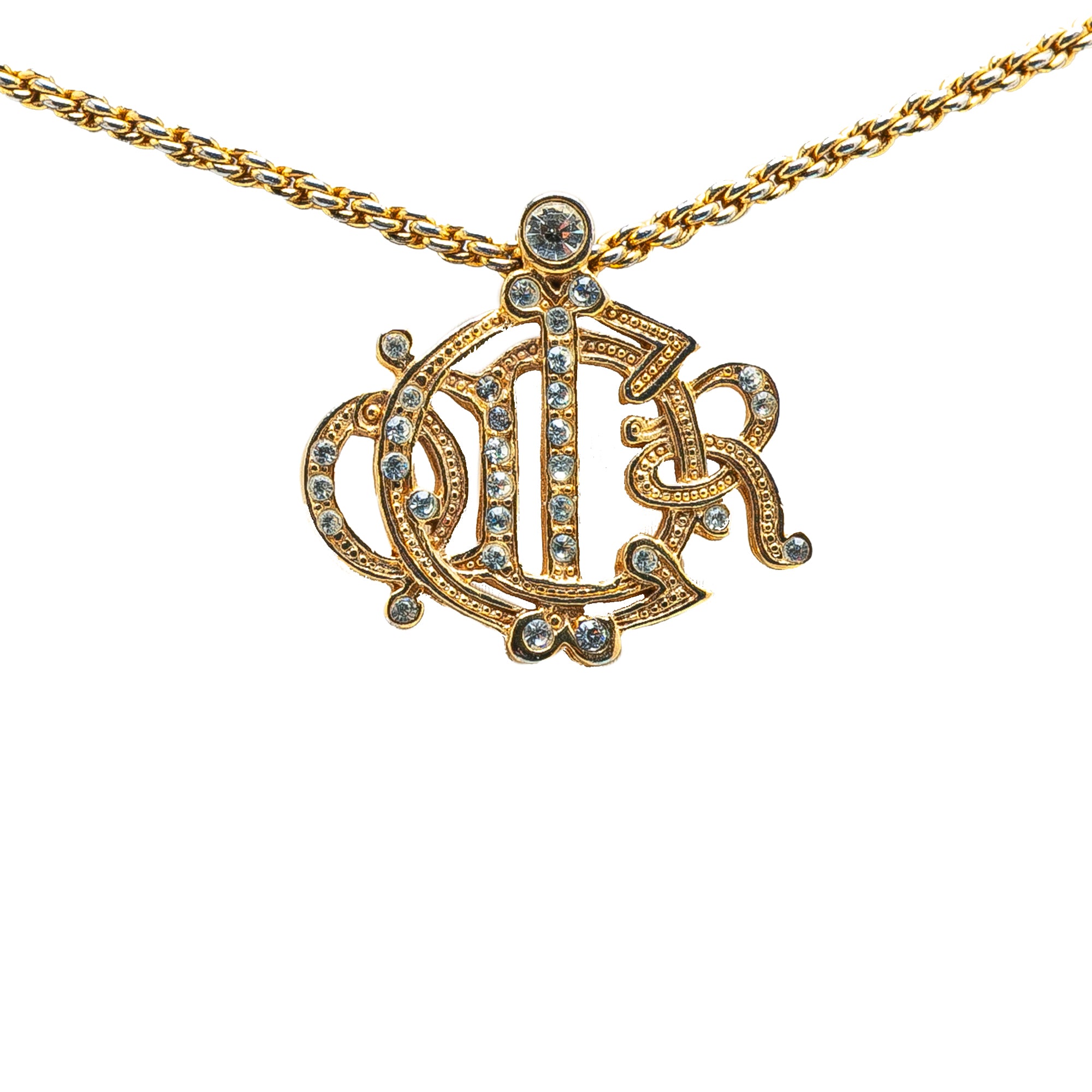 Gold Plated Logo Crystal Pendant Necklace - Image 1