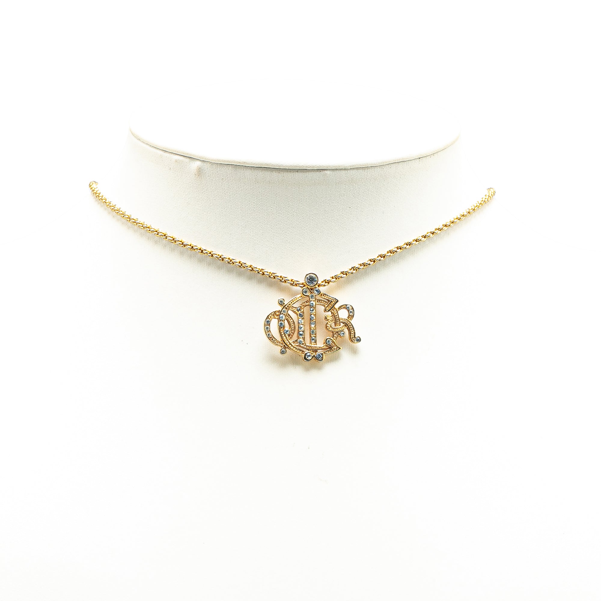 Gold Plated Logo Crystal Pendant Necklace - Image 5