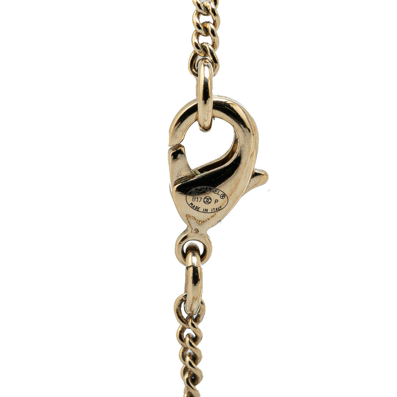 Gold Plated CC Faux Pearl Pendant Necklace - Image 2