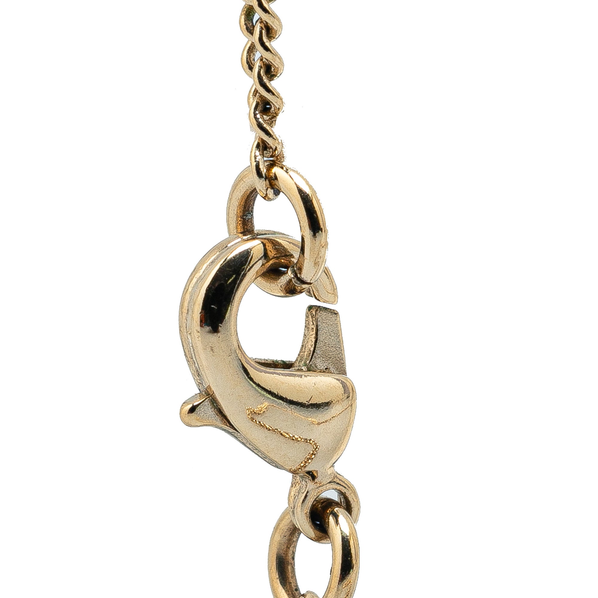 Gold Plated CC Faux Pearl Pendant Necklace - Image 3