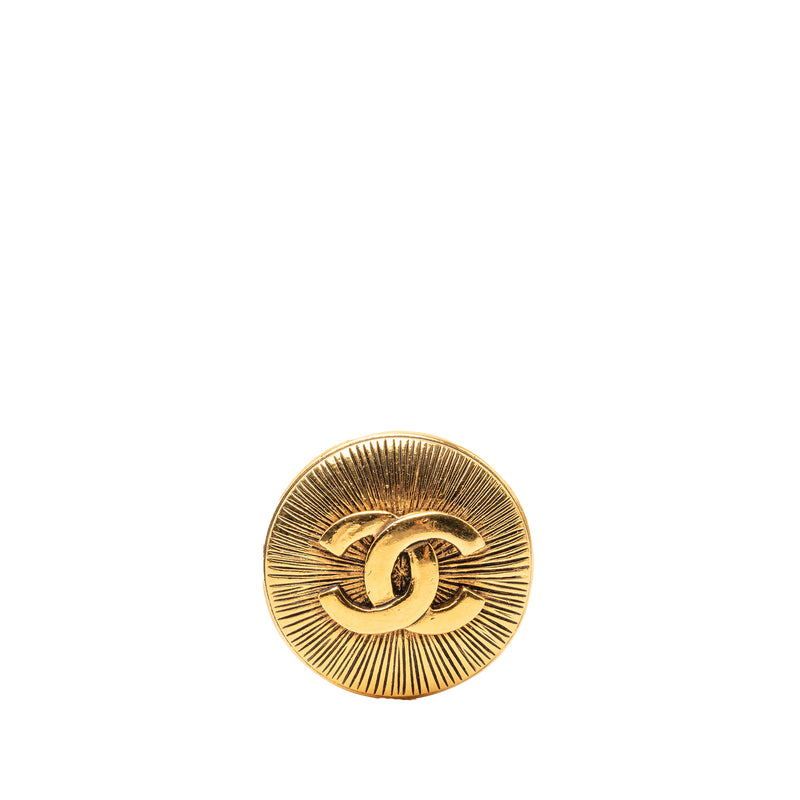CC Gold Plated Round Brooch