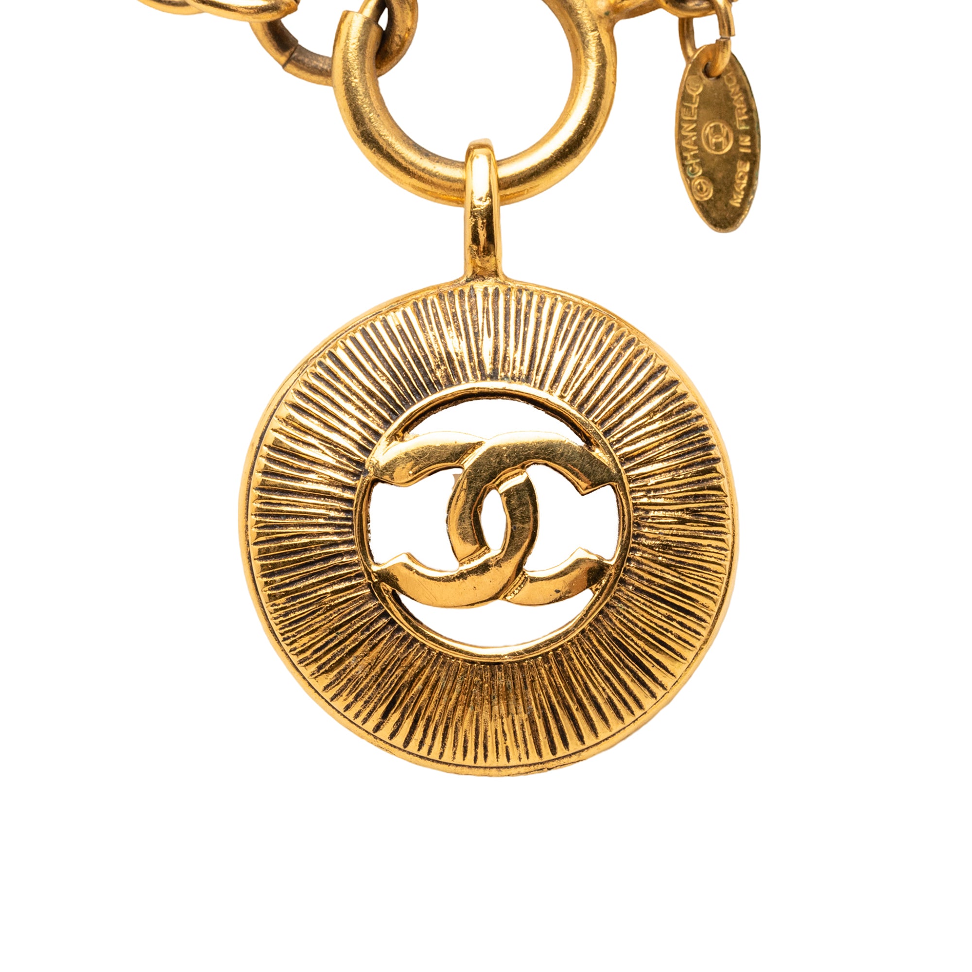 CC Gold Plated Round Pendant Necklace - Image 1