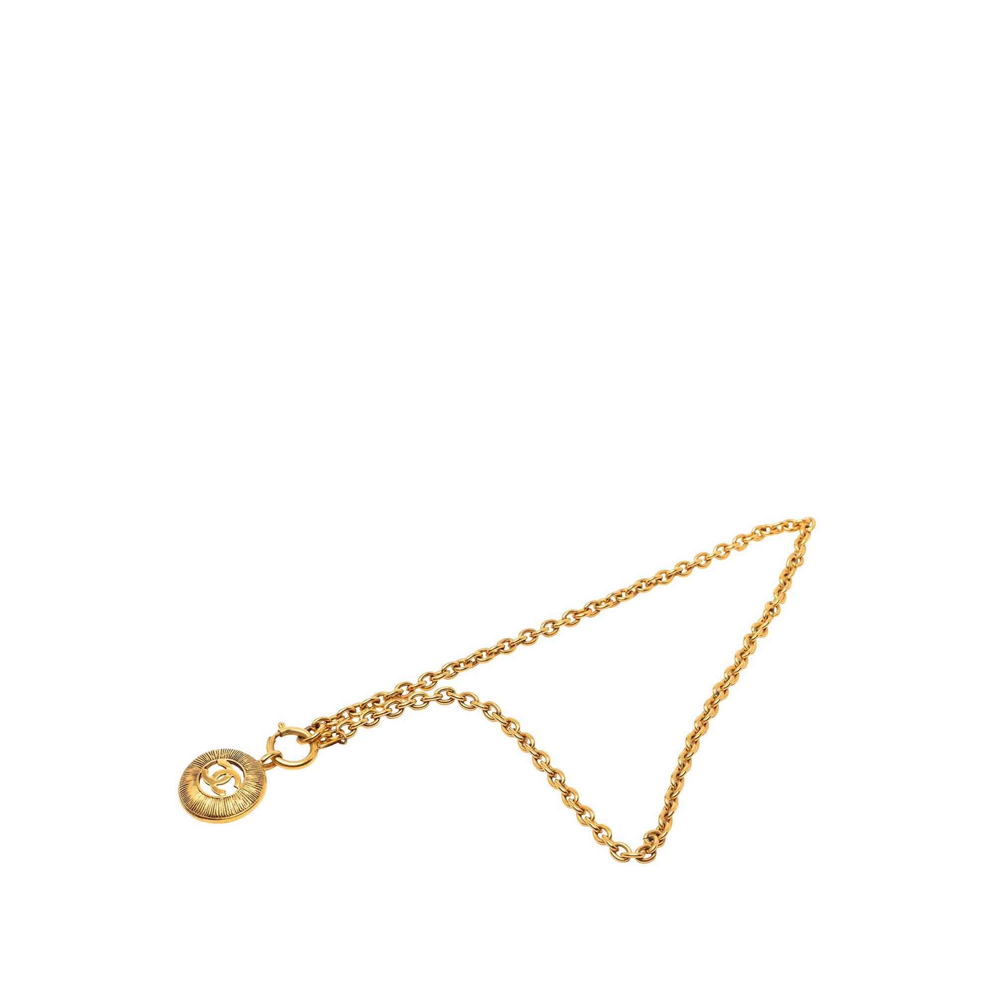 CC Gold Plated Round Pendant Necklace - Image 4