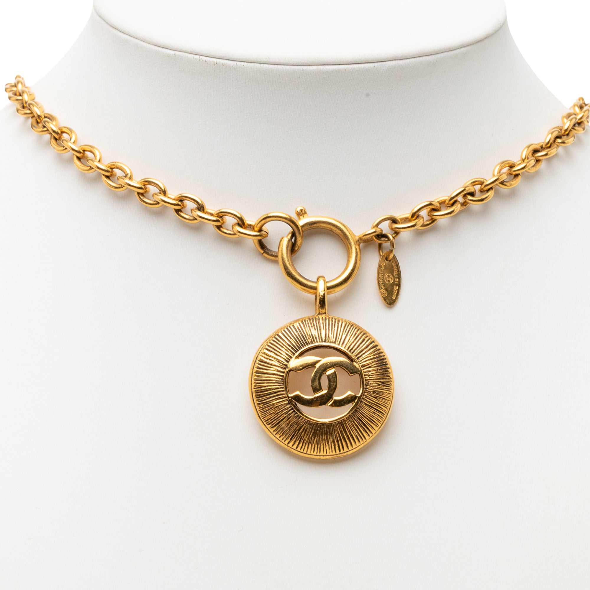 CC Gold Plated Round Pendant Necklace - Image 6