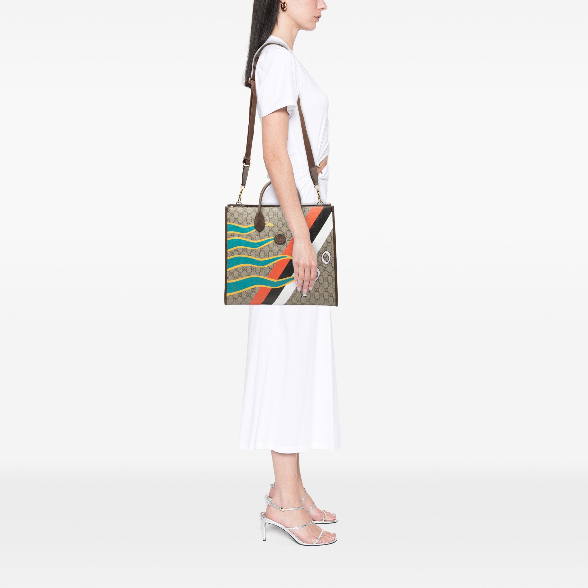 Medium GG Supreme 100 Centum Anniversary Calfskin Retro Interlocking G Tote - Image 7