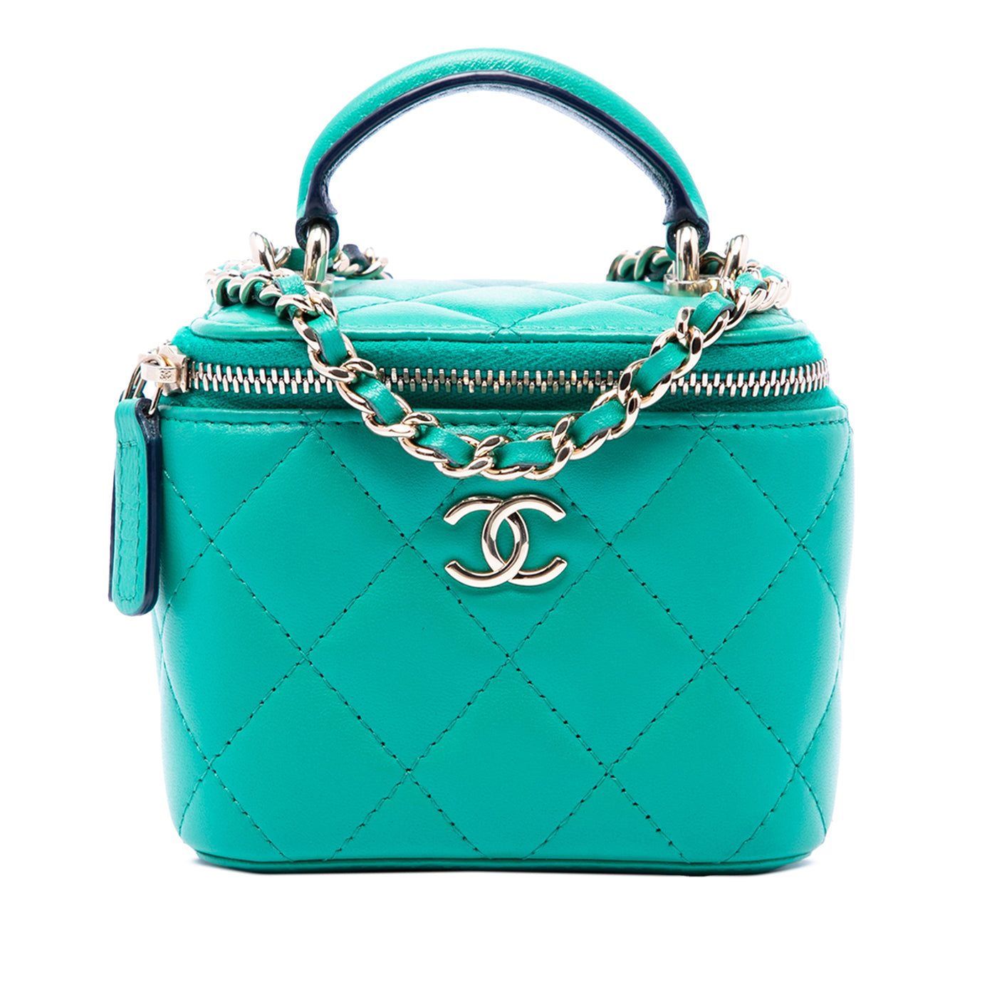 Mini CC Quilted Lambskin Top Handle Vanity Case With Chain - Image 1