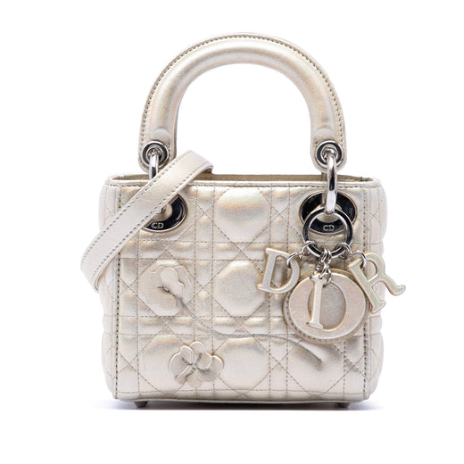 Micro Metallic Crinkled Calfskin Lucky Dior Cannage Lady Dior - Image 1