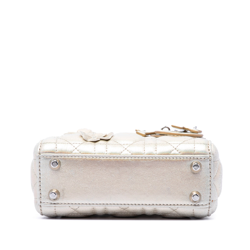 Micro Metallic Crinkled Calfskin Lucky Dior Cannage Lady Dior - Image 3