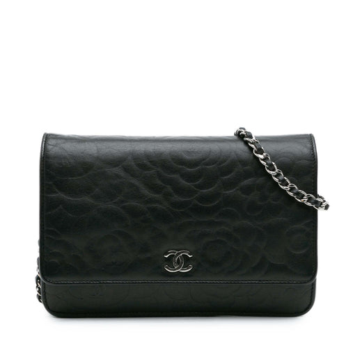 CC Embossed Lambskin Camellia Wallet On Chain - Image 1