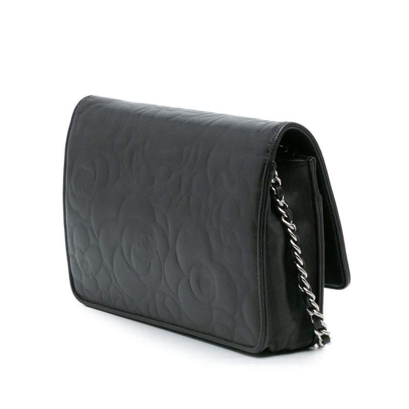 CC Embossed Lambskin Camellia Wallet On Chain - Image 2