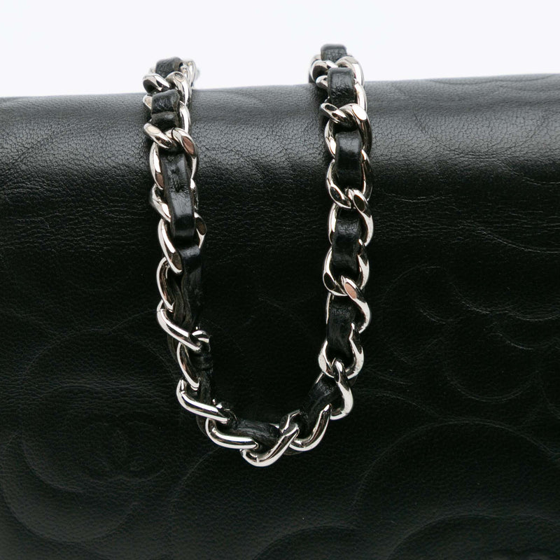 CC Embossed Lambskin Camellia Wallet On Chain - Image 8