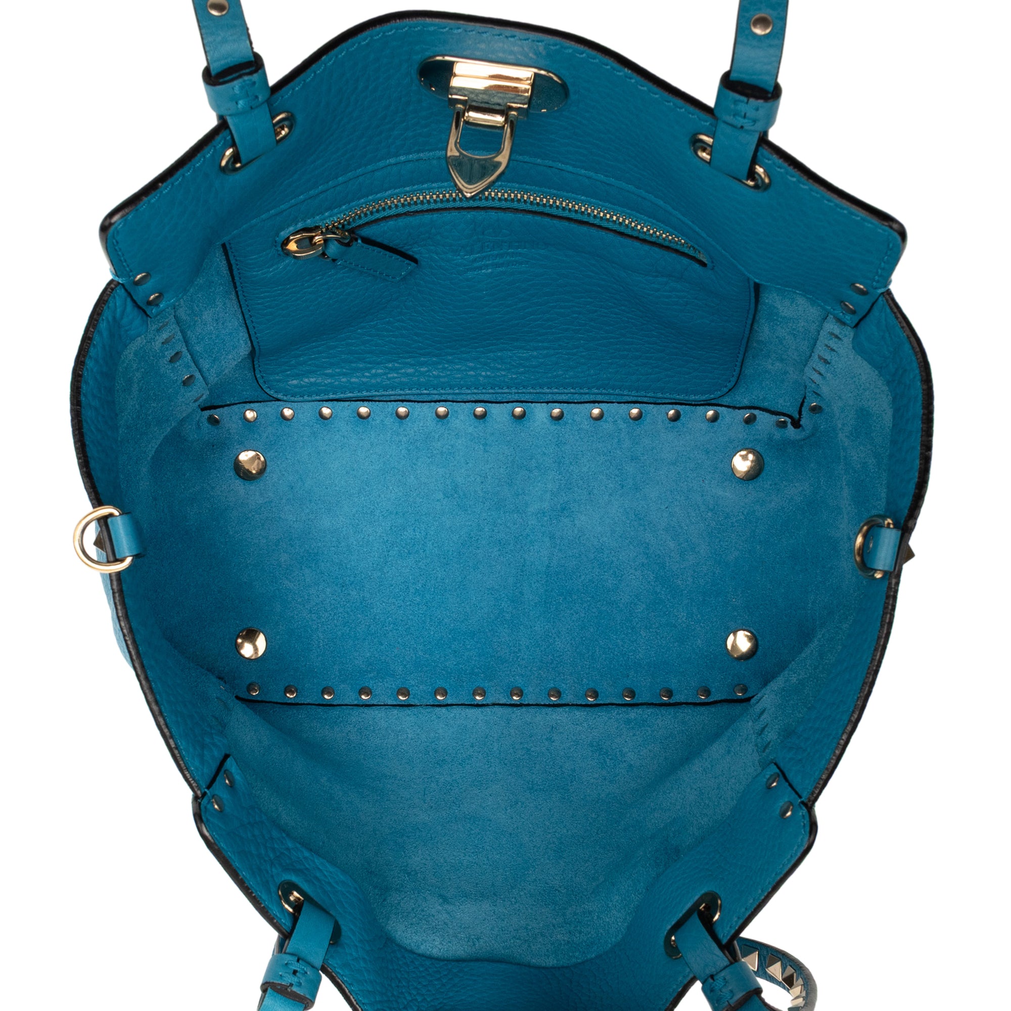 Small Grained Calfskin Rockstud Trapeze Satchel - Image 4