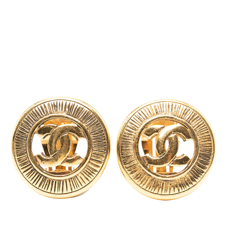 CC Gold Plated Round Clip on Earrings