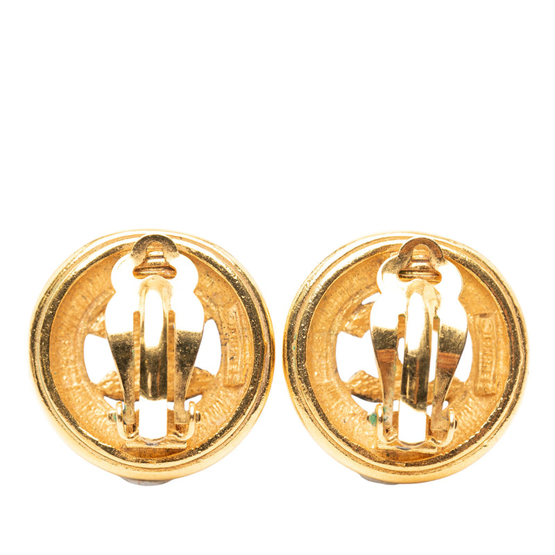 CC Gold Plated Round Clip on Earrings - Image 2