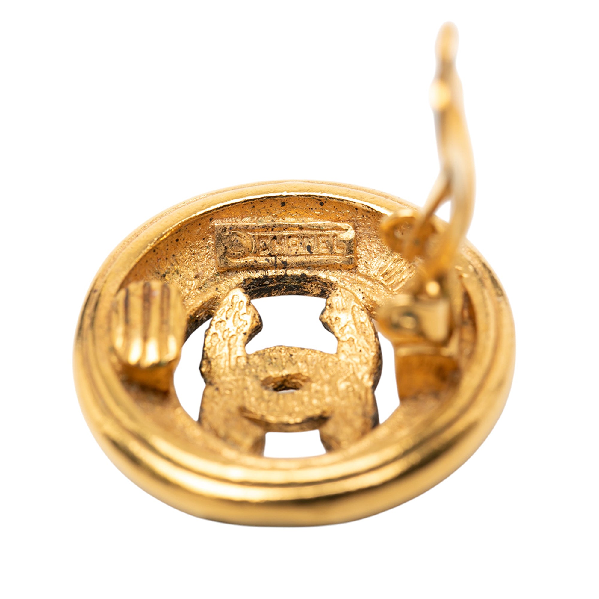 CC Gold Plated Round Clip on Earrings - Image 3