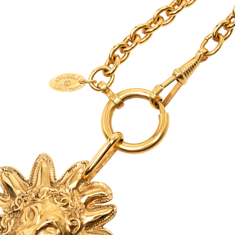 CC Gold Plated Leo Lion Sun Medallion Pendant Necklace - Image 4