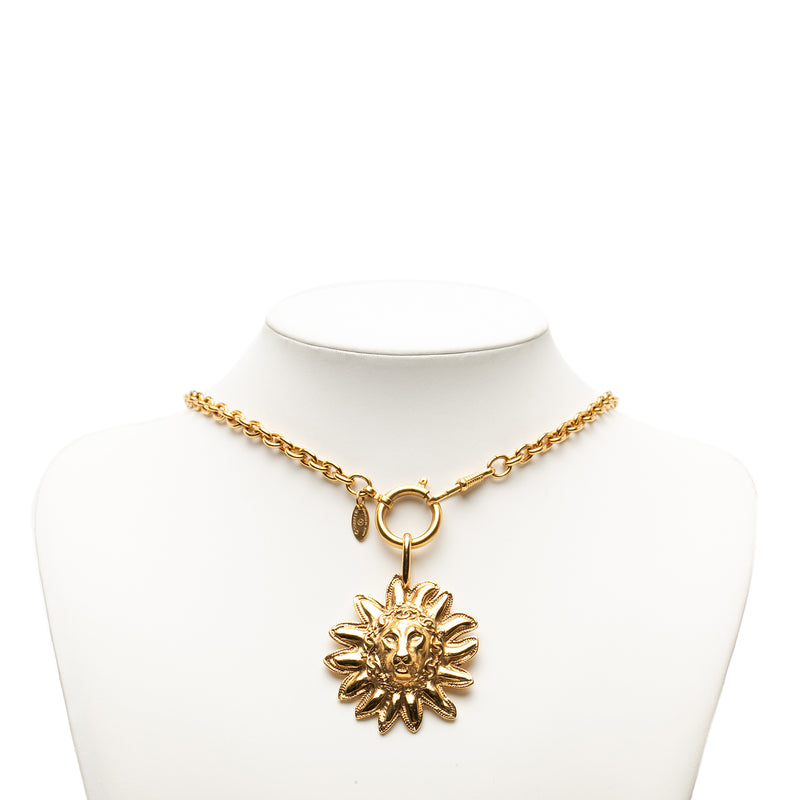 CC Gold Plated Leo Lion Sun Medallion Pendant Necklace - Image 6
