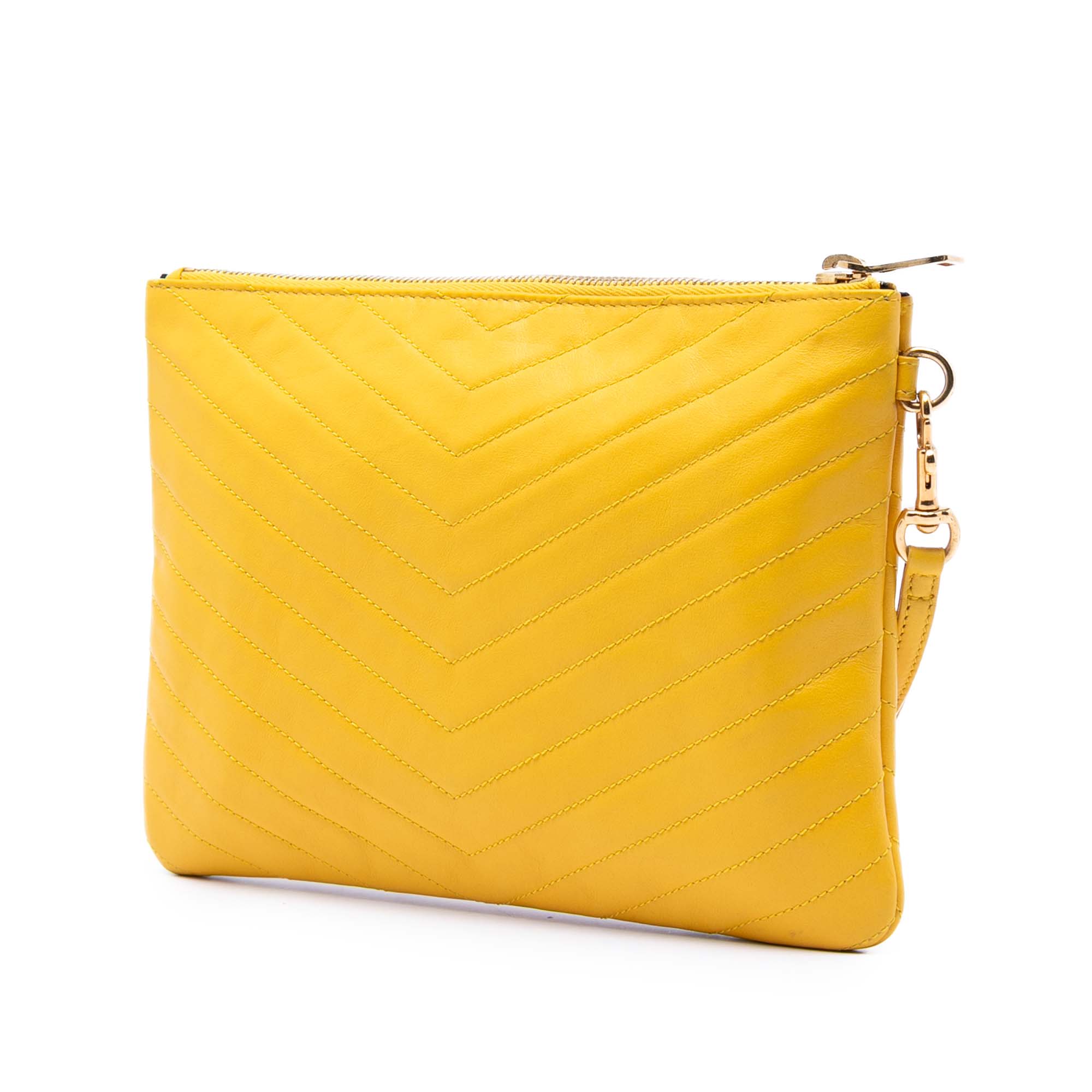 Chevron Leather Monogram Zip A5 Wristlet Pouch - Image 2