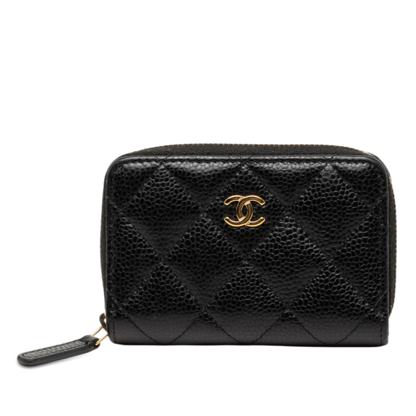 CC Quilted Caviar Zip Coin Purse - Image 1