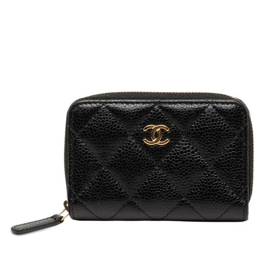 CC Quilted Caviar Zip Coin Purse - Image 1