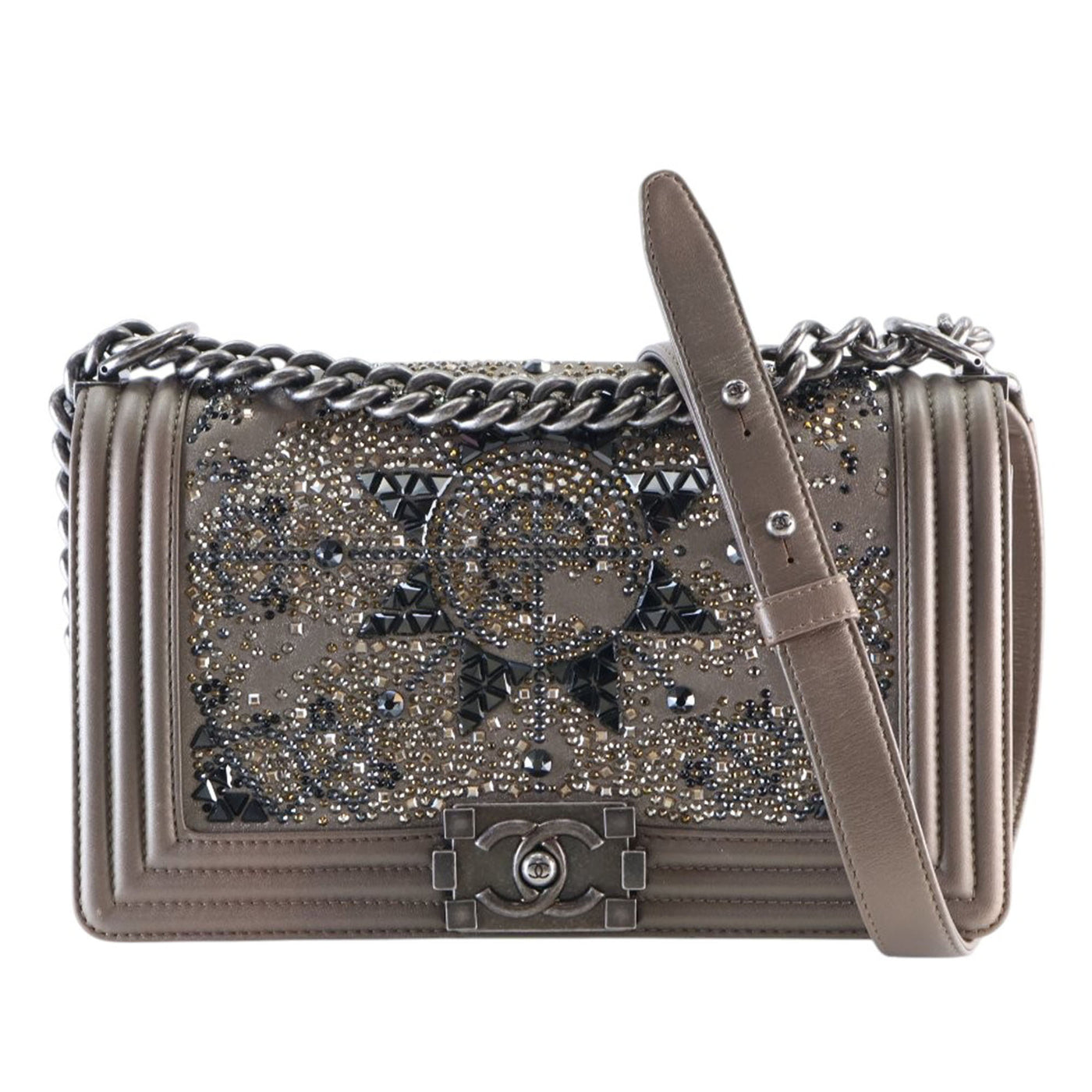 Old Medium Metallic Goatskin Crystal Boy Flap - Image 1