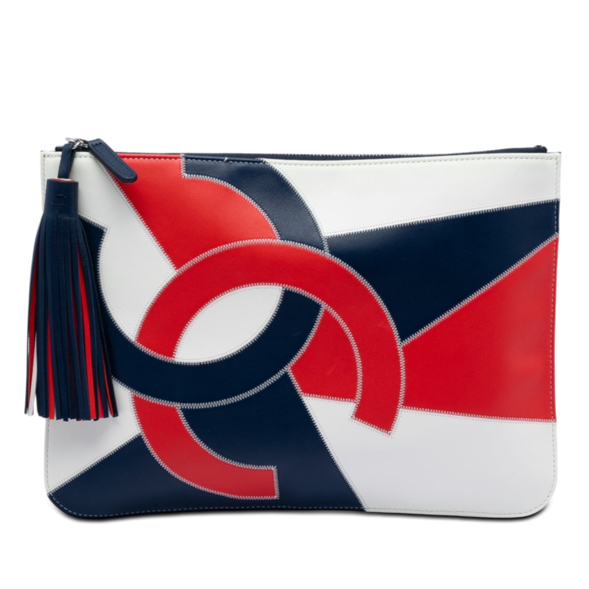 CC Lambskin Patchwork Tassel Clutch - Image 1