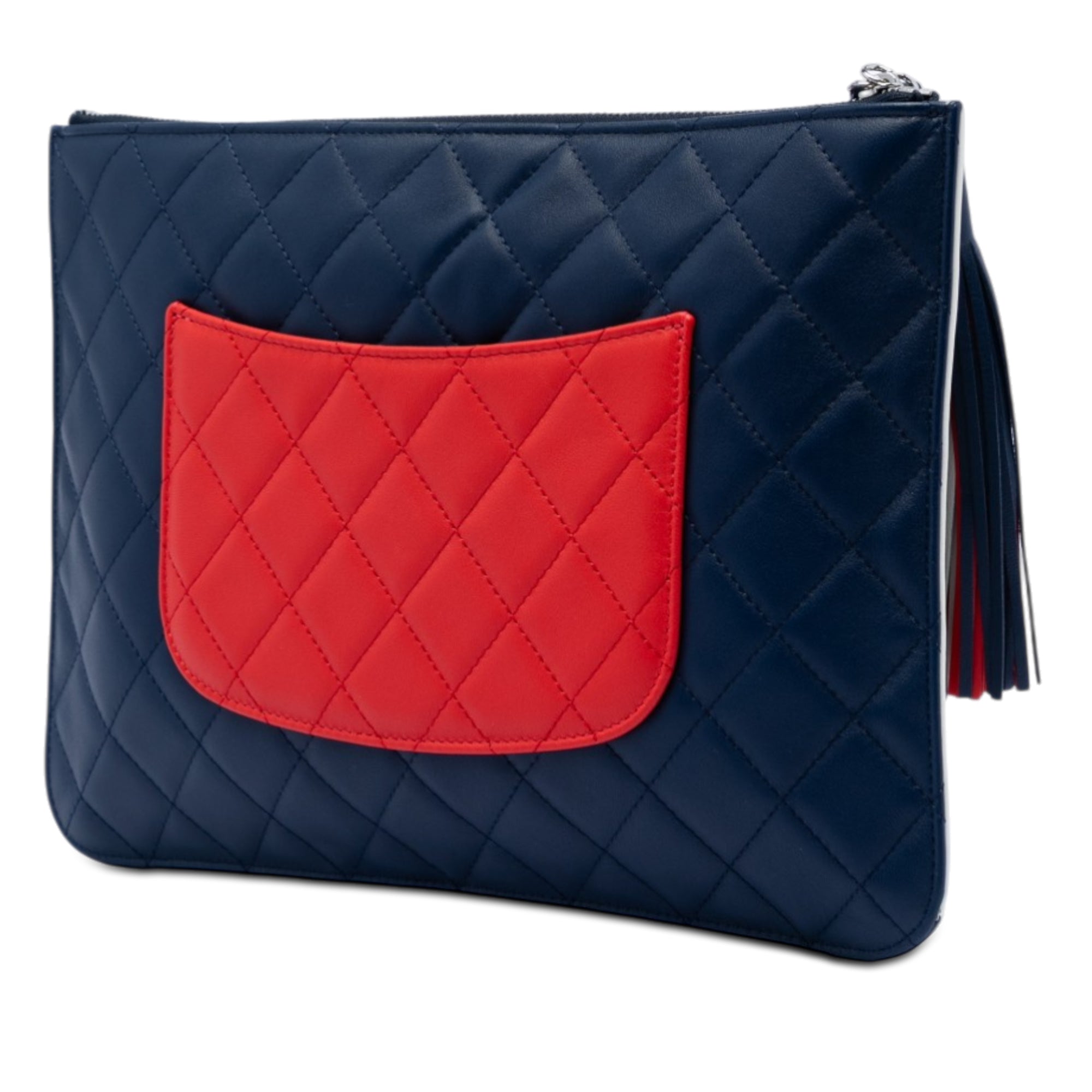 CC Lambskin Patchwork Tassel Clutch - Image 2