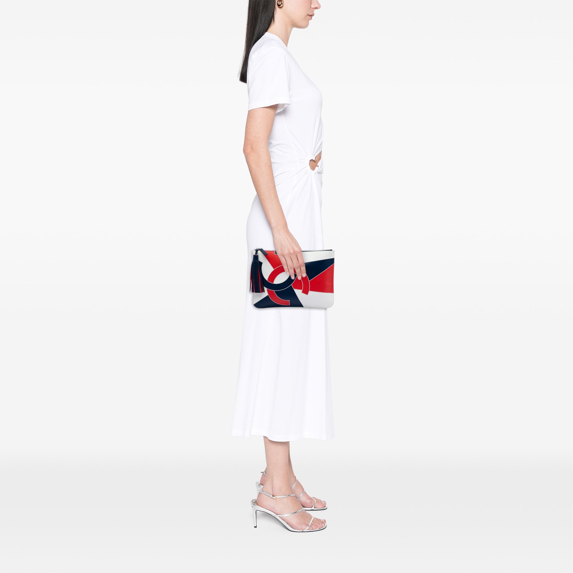 CC Lambskin Patchwork Tassel Clutch - Image 7