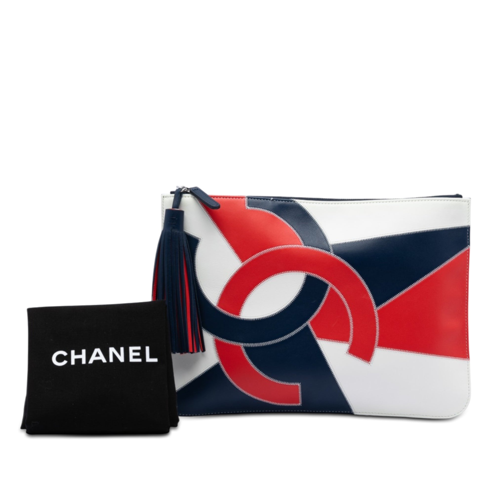 CC Lambskin Patchwork Tassel Clutch - Image 8