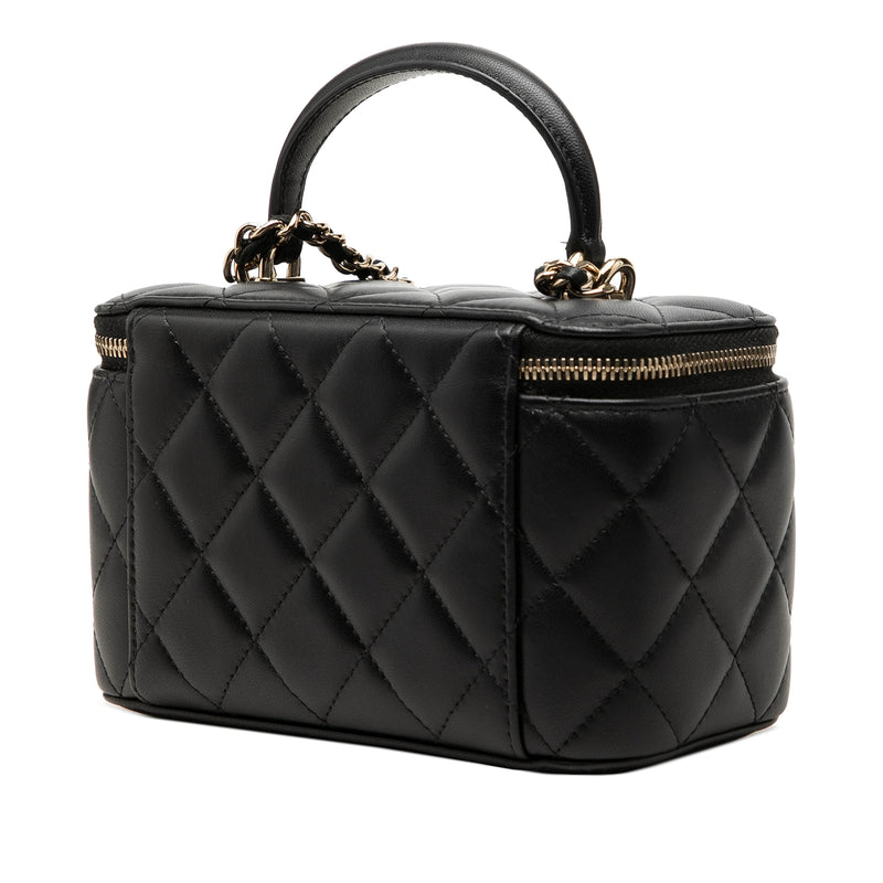Small Lambskin Top Handle Vanity Case with Chain - Image 2